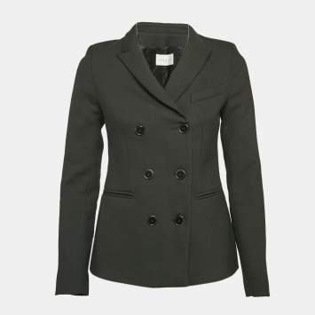 Pre Owned Sandro Black Gabardine Double Breasted Blazer S