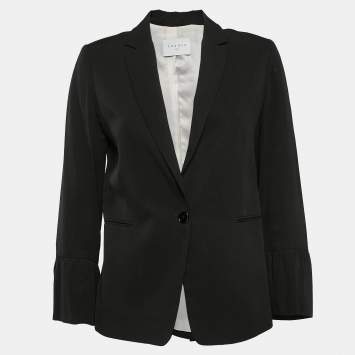 Pre Owned Sandro Black Gabardine Single Breasted Blazer M