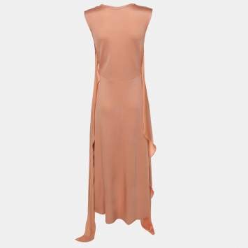 Pre Owned Sandro Beige Jersey Sleeveless Tie Front Dress M