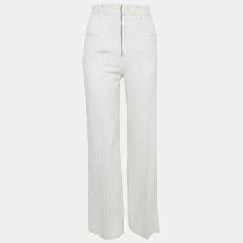 Pre Owned Sandro Off-White Lyocell Blend Wide-Leg Trousers S