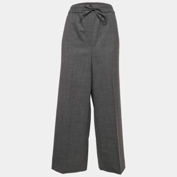 Pre Owned Sandro Grey Wool Blend Straight-Leg Trousers XL