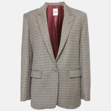 Pre Owned Sandro Multicolor Houndstooth Single Breasted Blazer L