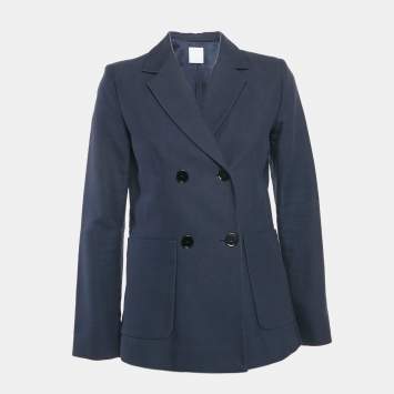 Pre Owned Sandro Navy Blue Gabardine Double Breasted Blazer S