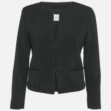 Pre Owned Sandro Black Wool Lace-Up Blazer S