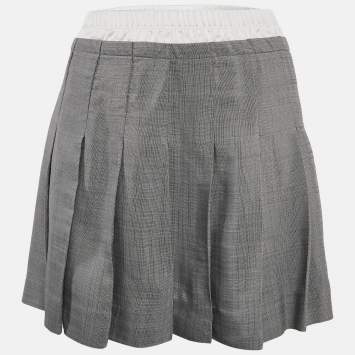 Pre Owned Sandro Grey Crepe Pleated Mini Skirt S