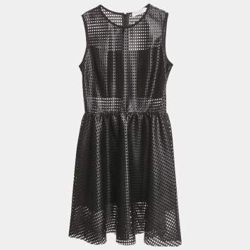 Pre Owned Sandro Black Lace Flared Sleeveless Mini Dress S