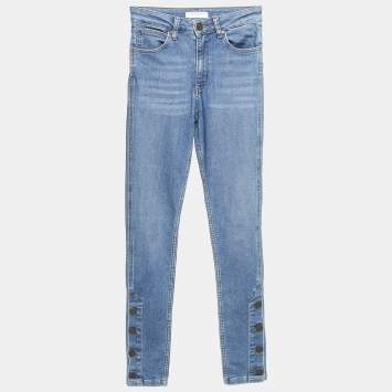 Pre Owned Sandro Blue Denim Skinny Jeans S Waist 35"
