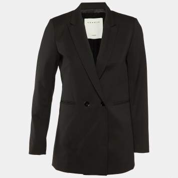 Pre Owned Sandro Black Wool Blend Double Breasted Blazer S