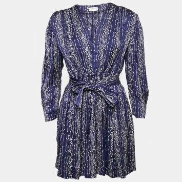 Sandro Blue Striped Satin Mini Dress M