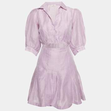 Sandro Light Purple Linen Cut-Out Mini Dress XS