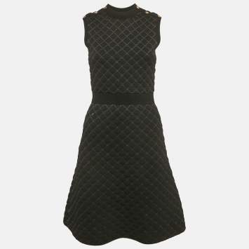 Pre Owned Sandro Black Quilted Knit Sleeveless Mini Dress S