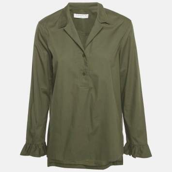 Sandro Olive Green Cotton Long Sleeve Top L