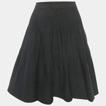 Pre Owned Sandro Black Knit Pleated Mini Skirt XS