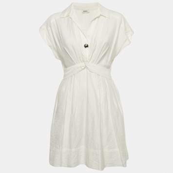 Pre Owned Sandro White Cotton Blend Mini Dress S