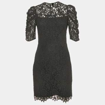 Pre Owned Sandro Black Lace Mini Dress S 