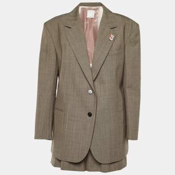 Pre Owned Sandro Brown Wool Oversized Blazer & Shorts XL