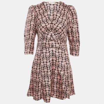 Pre Owned Sandro Pink Floral Printed Silk Mini Dress M