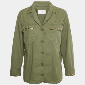 Pre Owned Sandro Green Cotton Studded Jacket S