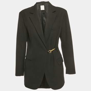 Pre Owned Sandro Black Wool Blend Double Breasted Snap Hook Blazer S