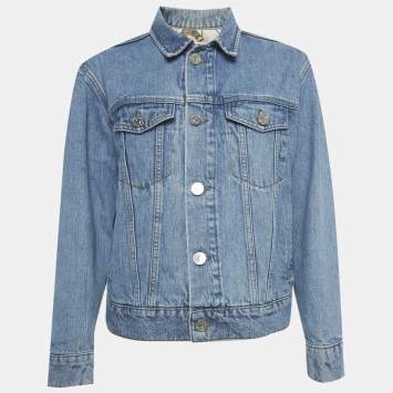 Pre Owned جاكيت ساندرو أزرق دِنيم بأكمام طويلة مقاس صغير