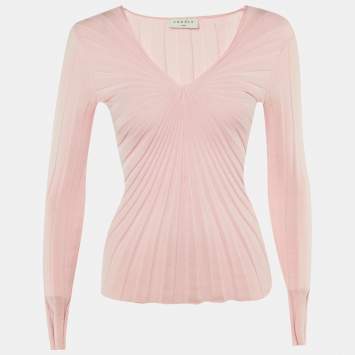 مملوكة مسبقًا Sandro Pink Rib Knit Long Sleeve Jumper XS 