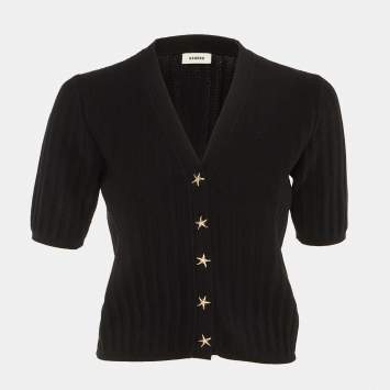 Pre Owned Sandro Black Rib Knit Sweater L