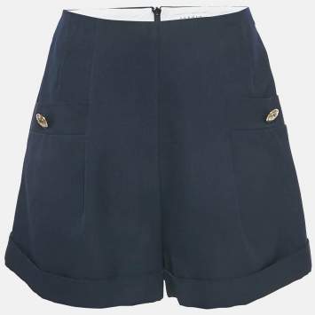 Pre Owned Sandro Navy Blue Gabardine Shorts M