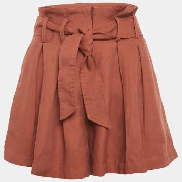 Pre Owned Sandro Brown Linen Blend Eddi Shorts S