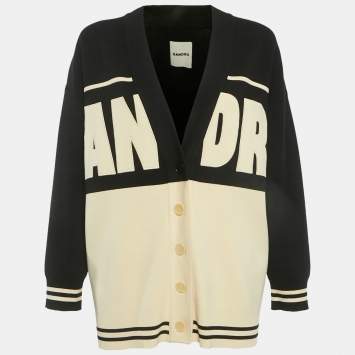 Pre Owned Sandro Black Embroidered Knit Buttoned Oversized Cardigan XS