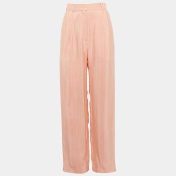 مملوكة مسبقًا بنطلون ساندرو برتقالي فاتح بنقشة مربعات قماش كريب مثني مقاس صغير (سمول)