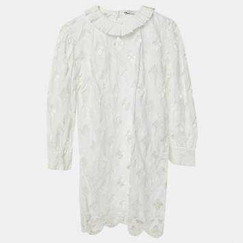 مملوكة مسبقًا فستان ساندرو أبيض دانتيل بفتحات تفصيل ميني صغير الحجم