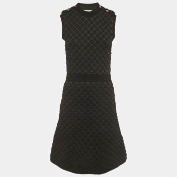 Pre Owned Sandro Black Nylon Quilted Mini Dress M