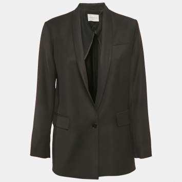 Pre Owned Sandro Black Wool Tailored Blazer L