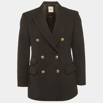 مملوكة مسبقًا Sandro Black Gabardine Double-Breasted Blazer M