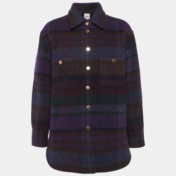 مملوكة مسبقًا جاكيت ساندرو متعدد الألوان مزيج من الصوف فيلت بقبة هامشية مربعة مقاس متوسط