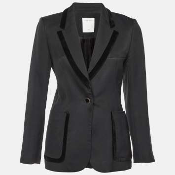 Pre Owned Sandro Black Gabardine Tailored Jacket S
