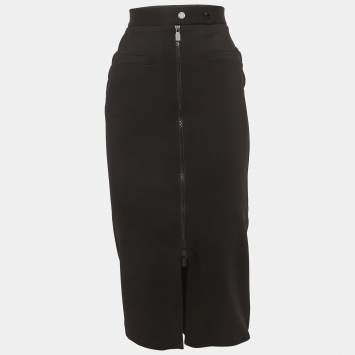 Pre Owned Sandro Black Jersey Pencil Skirt S