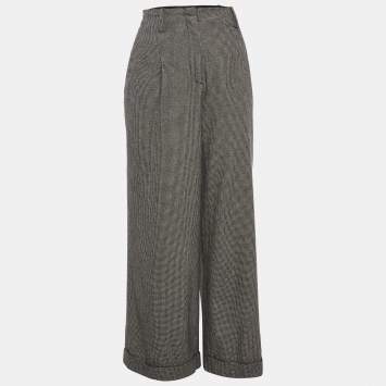 مملوكة مسبقًا Sandro Monochrome Houndstooth High Rise Trousers S