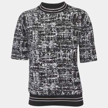 مملوكة مسبقًا Sandro Black/White Textured Knit Top S