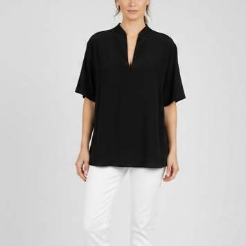 Pre Owned Sandro Black Crepe V Neck Tops S