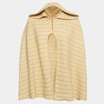 مملوكة مسبقًا Sandro Gold Textured Knit Dianora Strass Cape One Size