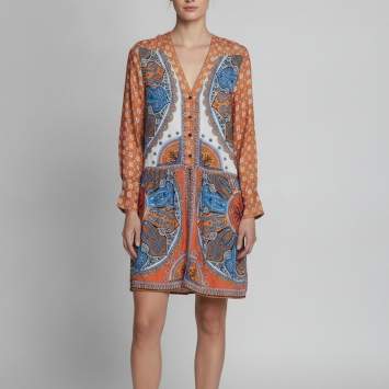 مملوكة مسبقًا Sandro Multicolor Paisley Print Satin Mini Hoani Dress M