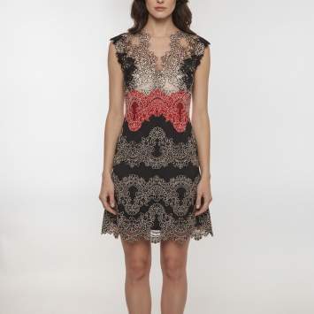 مملوكة مسبقًا Sandro Black Lace V-Neck Isobel Mini Dress M