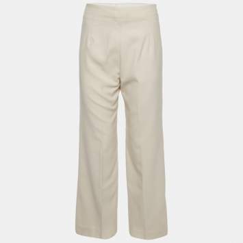 Pre Owned Sandro Beige Canvas Wide Leg Trouser S