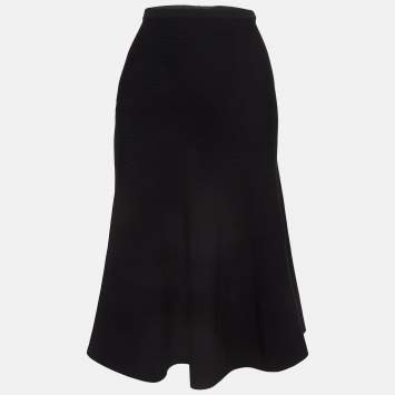 Pre Owned Sandro Black Knit Flared Midi Skirt S
