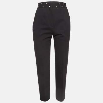 Pre Owned Sandro Black Studded Stretch Crepe Trousers S