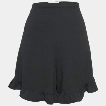 Pre Owned See by Chloe Black Crepe Ruffled Shorts L