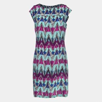 Pre Owned See by Chloe Blue Multicolor Zig-Zag Printed Silk Mini Dress M
