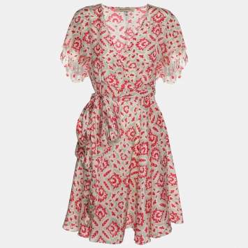 Pre Owned See by Chloe Multicolor Printed Silk Mini Belted Dress S