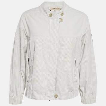 Pre Owned See by Chloe White Stripe Cotton Zip-Up Jacket M